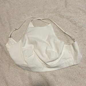 Mable womens white linen cotton adjustable crop top size large